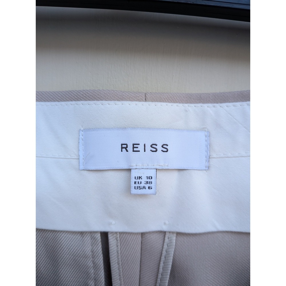 REISS Miller High Rise Straight Leg Pintuck Trousers Beige Size 6 - Picture 4 of 7